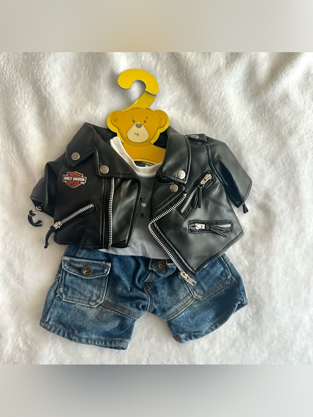 Build a Bear Vintage Harley Davidson Leather Jacket Set